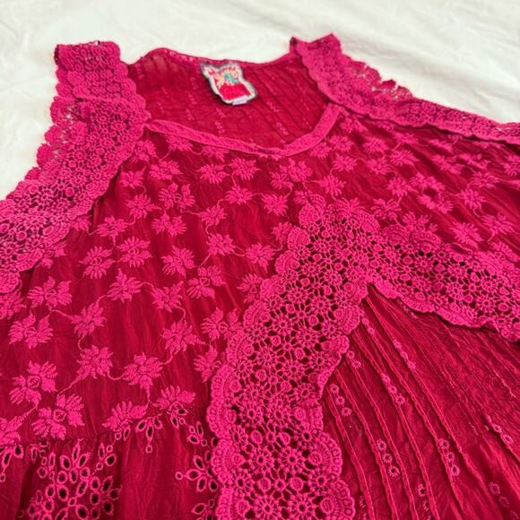 Johnny Was Harper Pink Sleeveless Pleated Tank Blouse size L - Picture 11 of 13